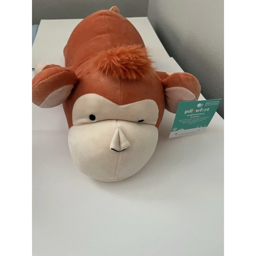 Pillowfort Monkey Weighted Plush Kids Throw Pillow Soft Stuffed Animal Orange